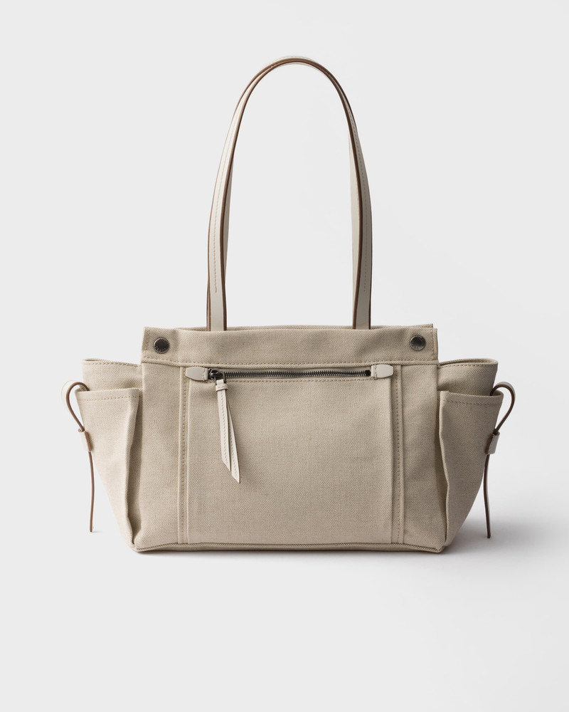 Prada Route large canvas and leather tote bag 3