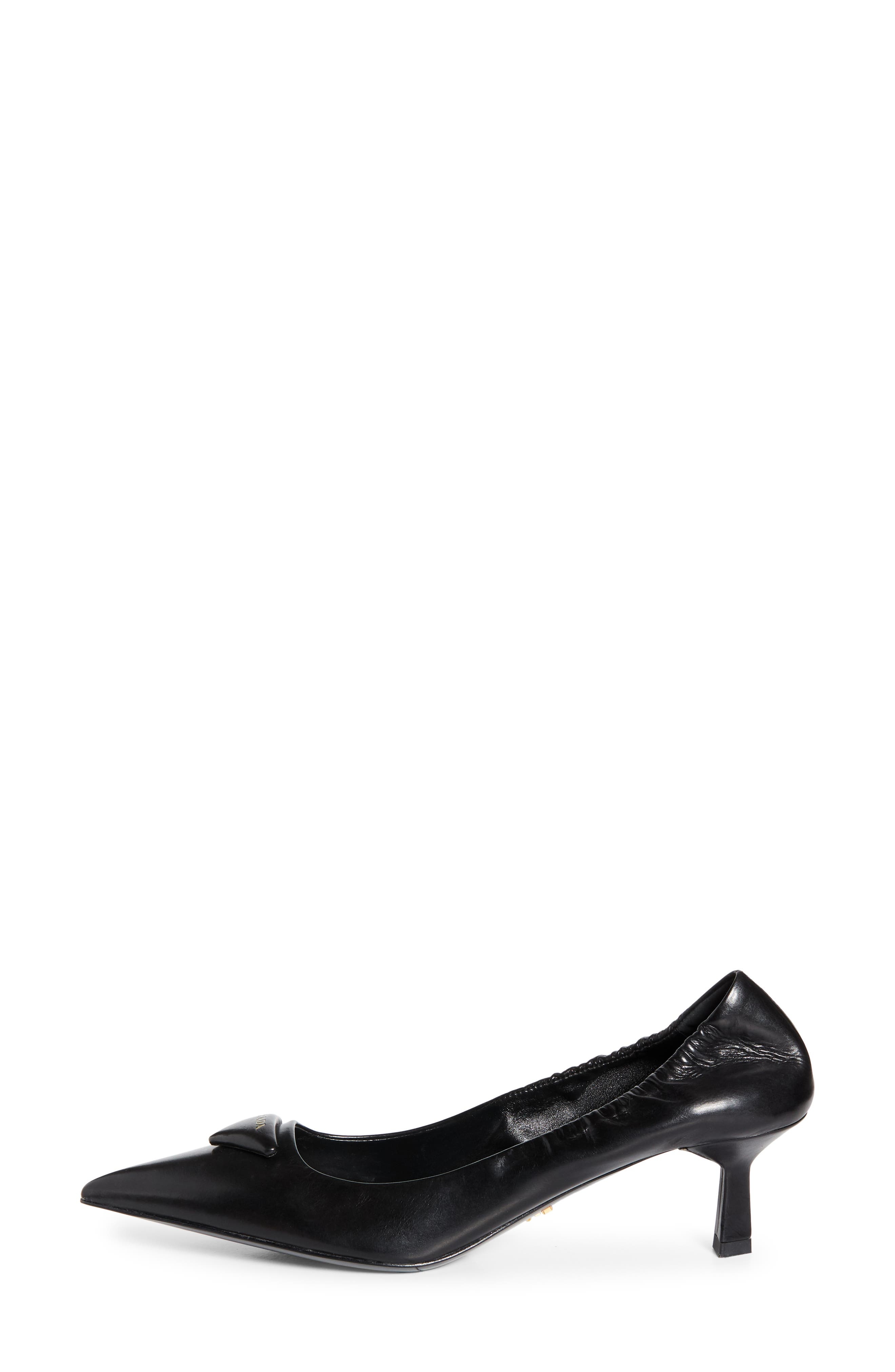 Prada Ruched Logo Kitten Heel Pump in Nero at Nordstrom - 3