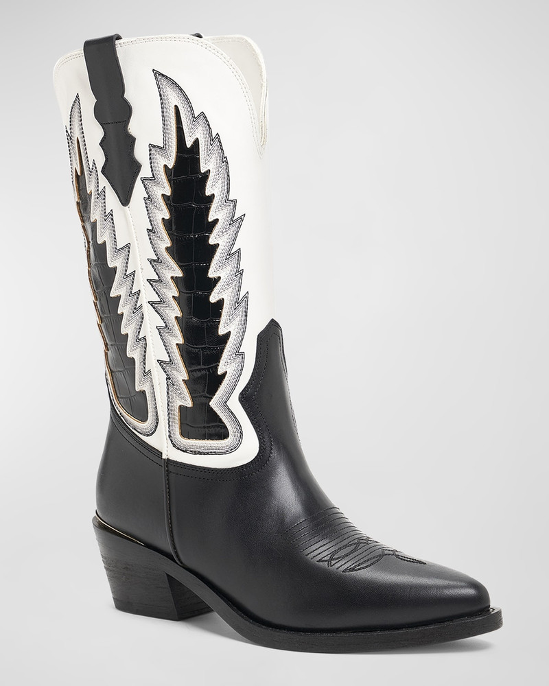 PARTLOW Whitney Mixed Leather Western Boots outlook