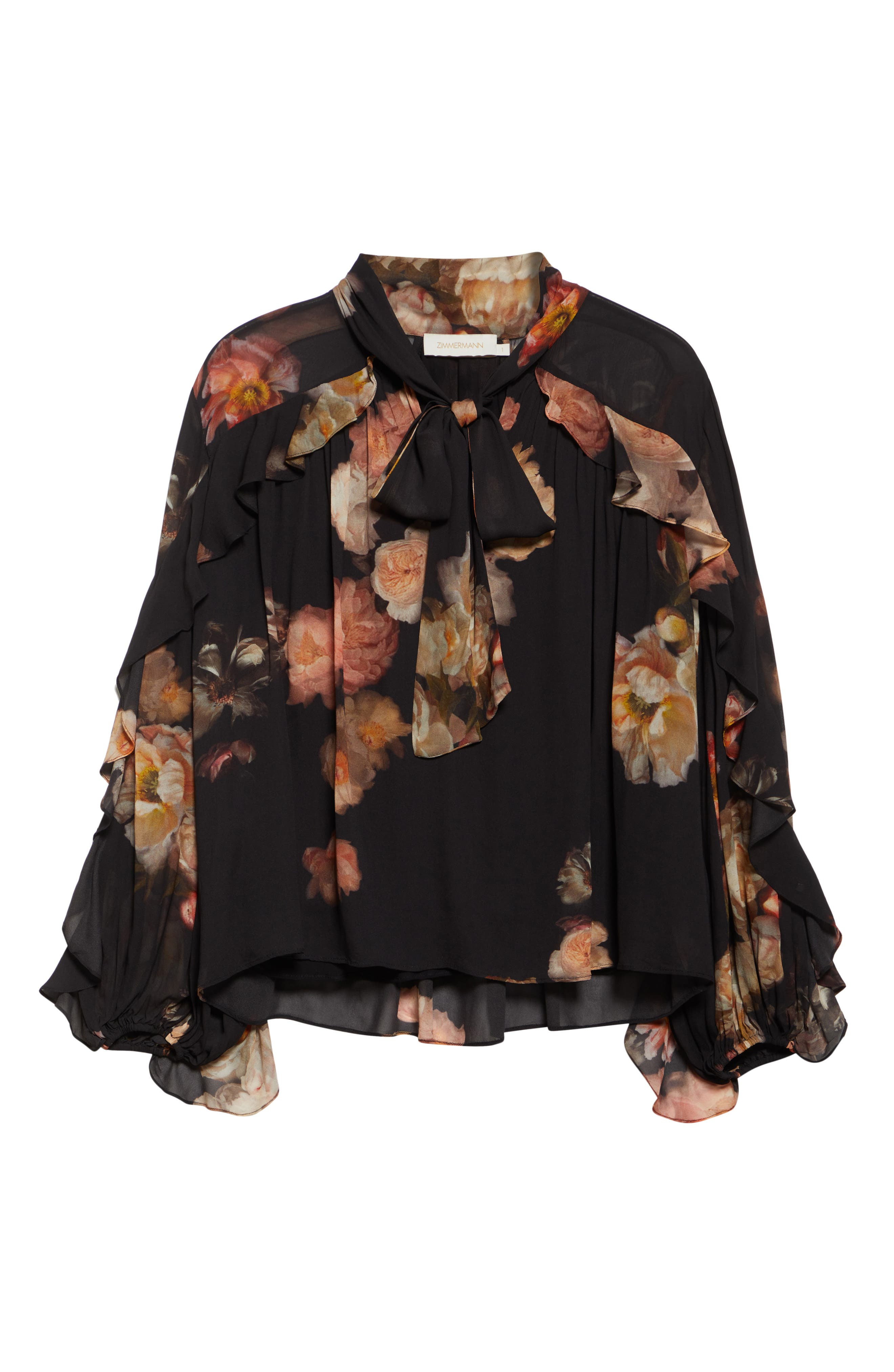 Zimmermann Hypnotic Floral Print Ruffle Georgette Top in Russet Floral at Nordstrom - 6