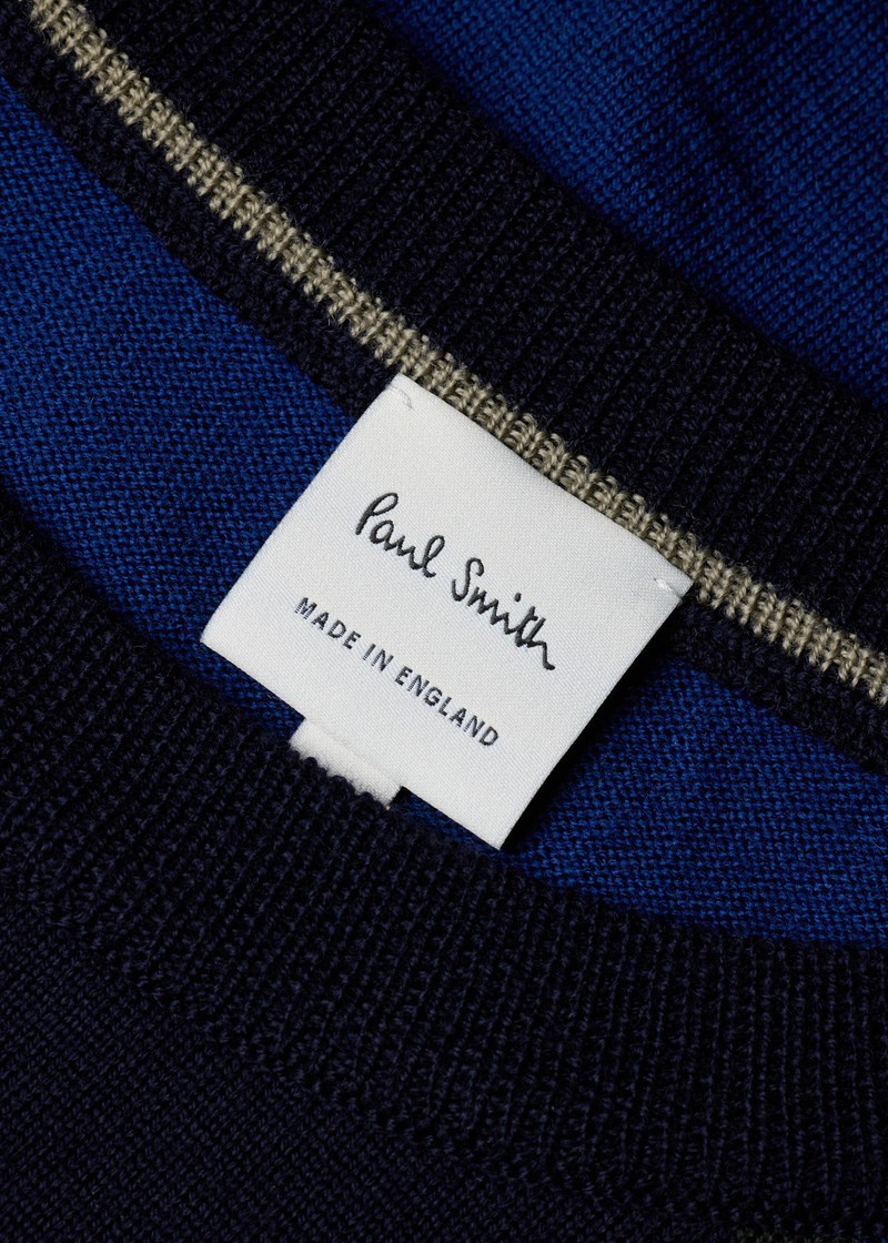 Paul Smith Cobalt Merino Wool Stripe Crew Neck outlook