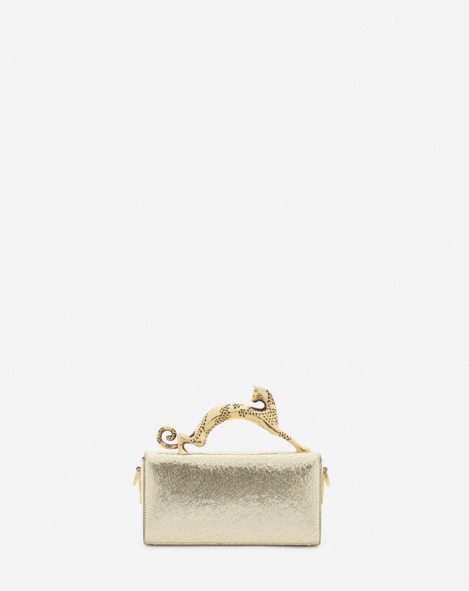 NANO PENCIL CAT BAG IN CRACKLED METALLIC LEATHER - 5