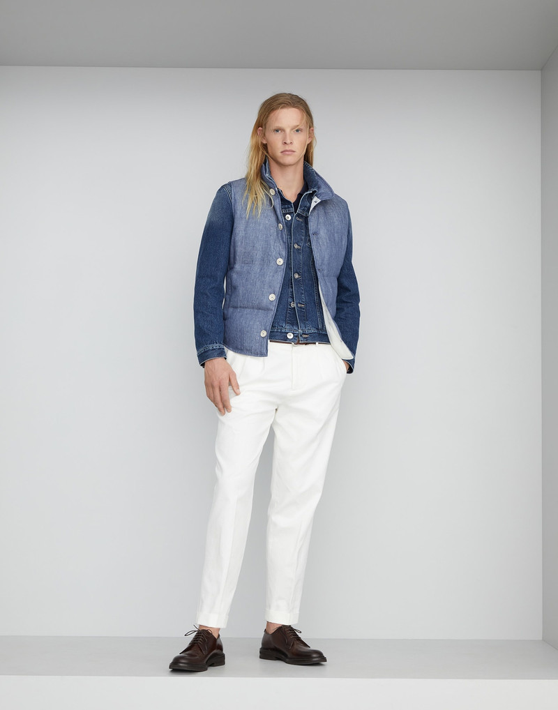 Denim-effect linen down vest 5