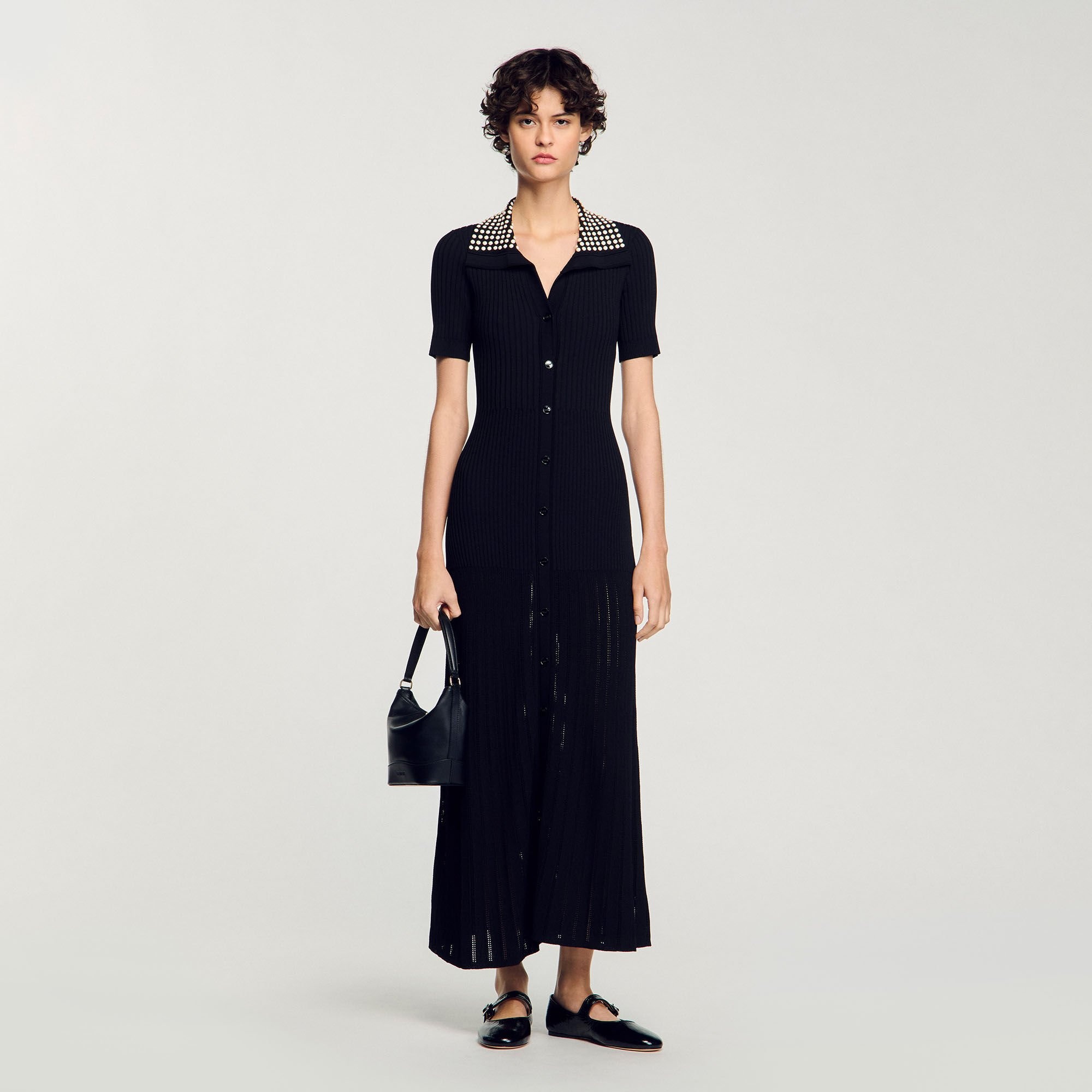 KNIT MAXI DRESS WITH STUDS - 1