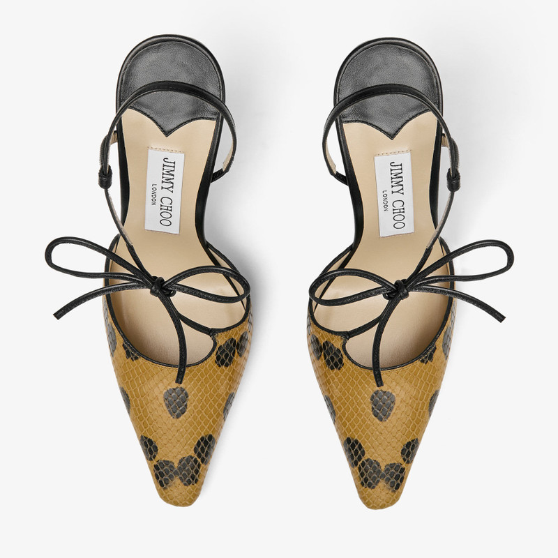 Bow Spotted Elaphe-Printed Leather Sandal with Knot Detail 5