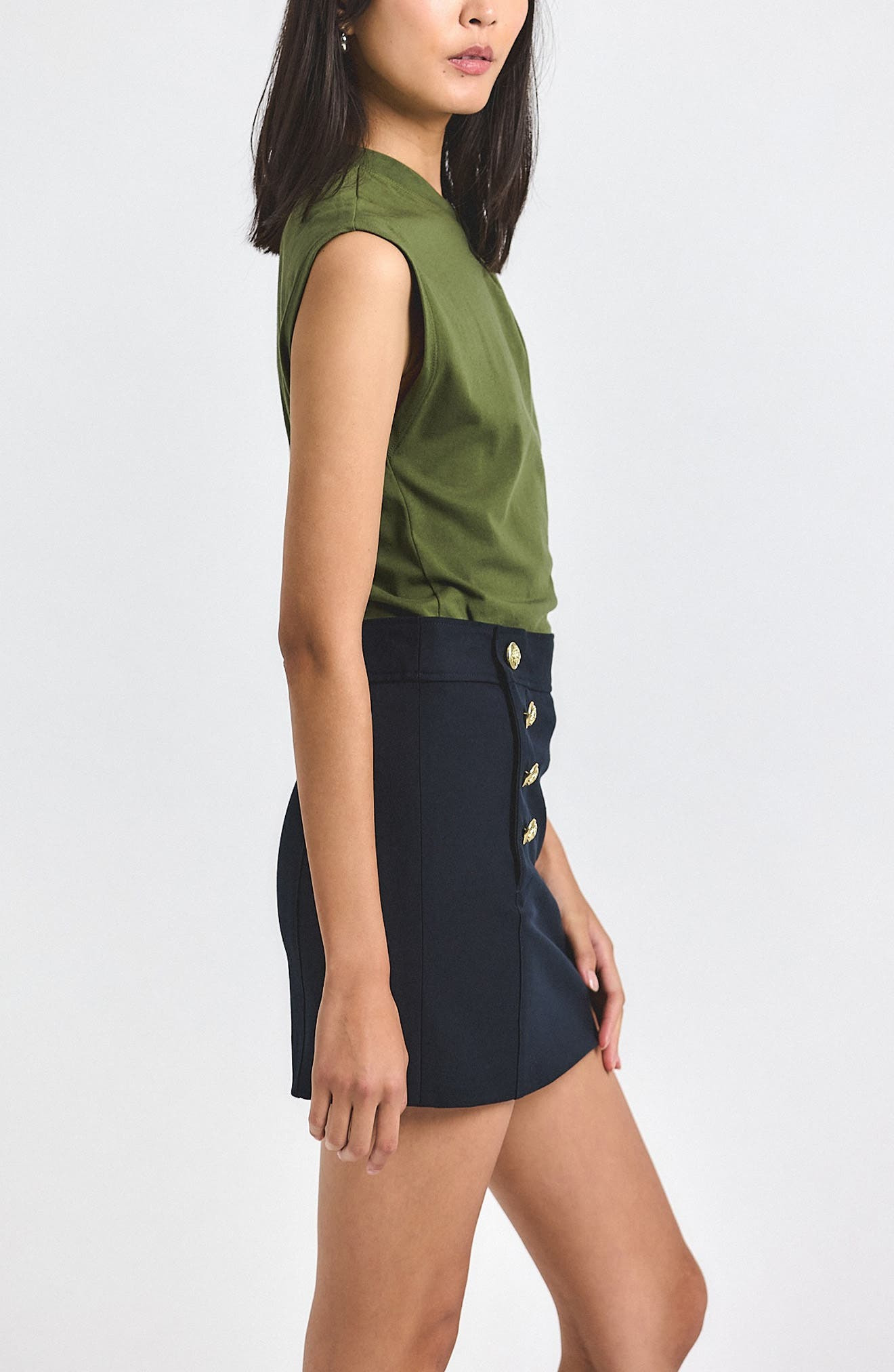 Derek Lam 10 Crosby Reyna Stretch Cotton Twill Sailor Miniskirt in Midnight at Nordstrom - 3