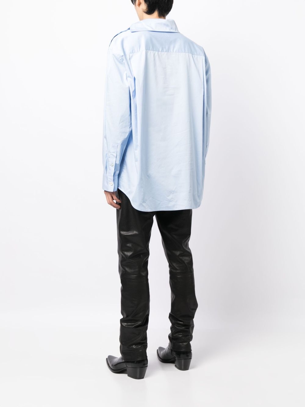 oversize-pointed collar cotton shirt - 4