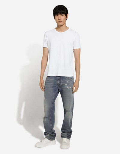 Dolce & Gabbana Classic blue denim jeans with abrasions outlook