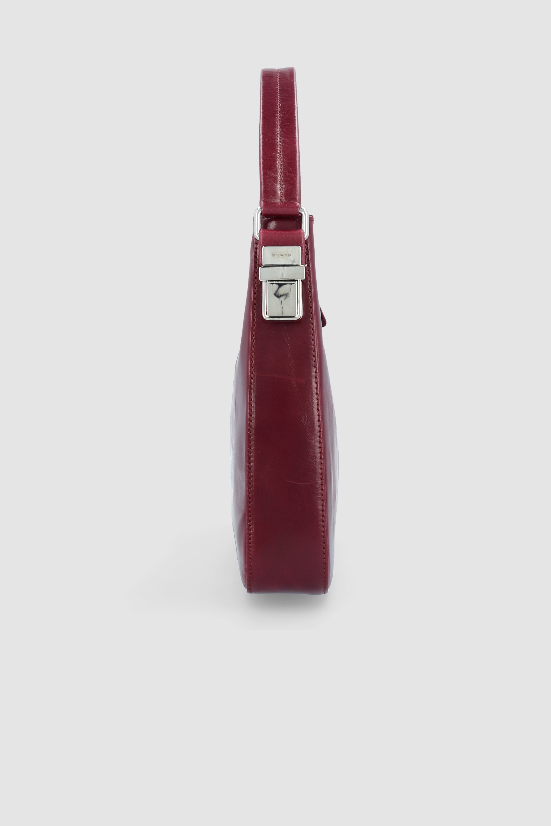 Rhea Sour Cherry Creased Calf Leather Shoulder Bag - 4