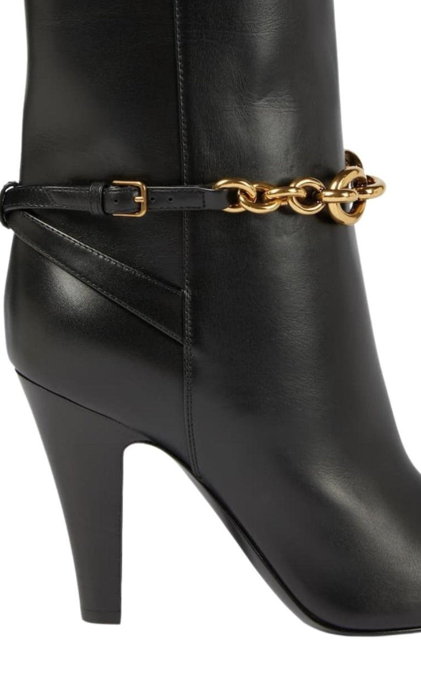 Le Maillon Chain-embellished Leather Knee Boots - 5