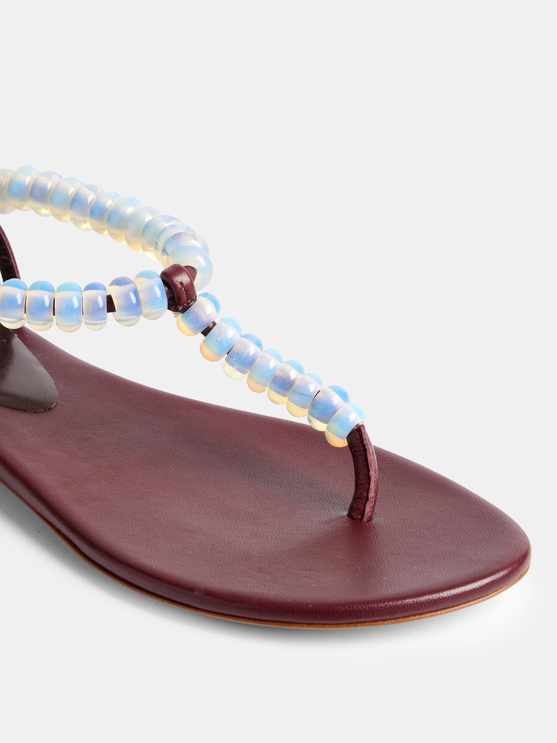 Beaded Thong / Burgundy Leather 4