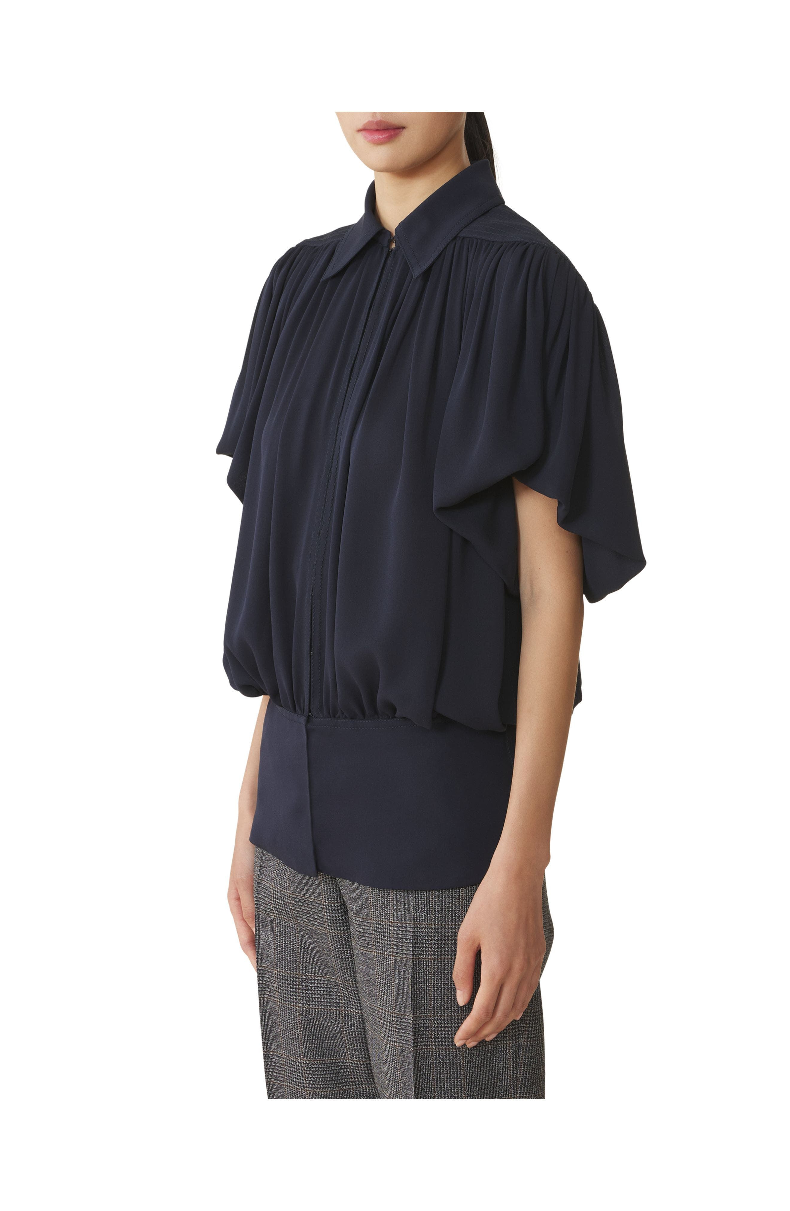 Lanvin Top In Silk Georgette in Black Navy at Nordstrom - 3