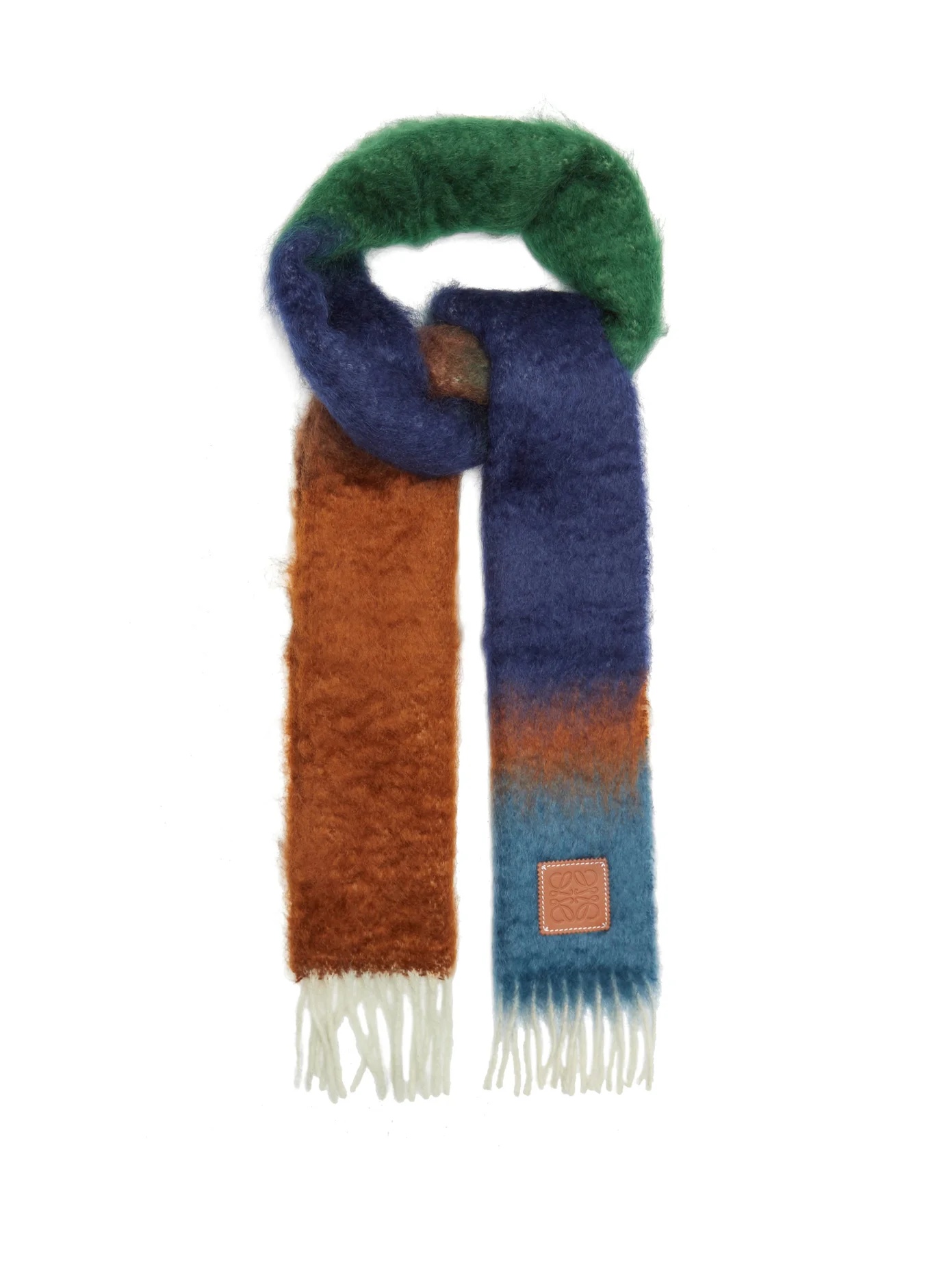 Logo-tab gradient fringed scarf - 1