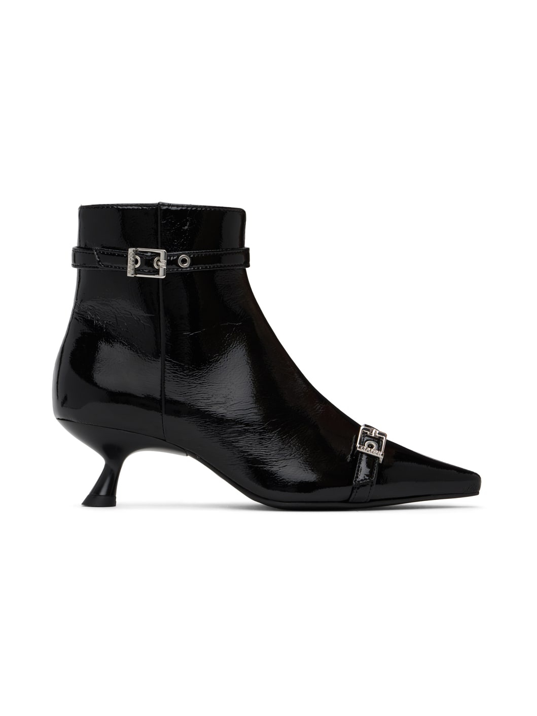 Black Eyelets Kitten Heel Boots - 1