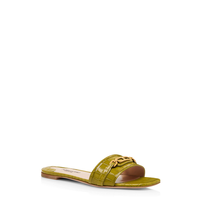 TOM FORD STAMPED CROCODILE LEATHER WHITNEY SLIDE outlook