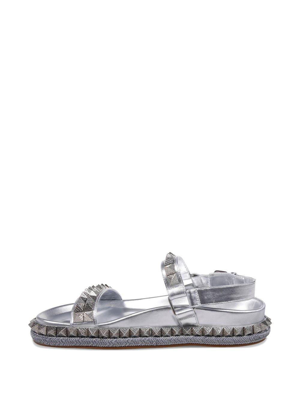 studded braided-trim flat sandals - 3