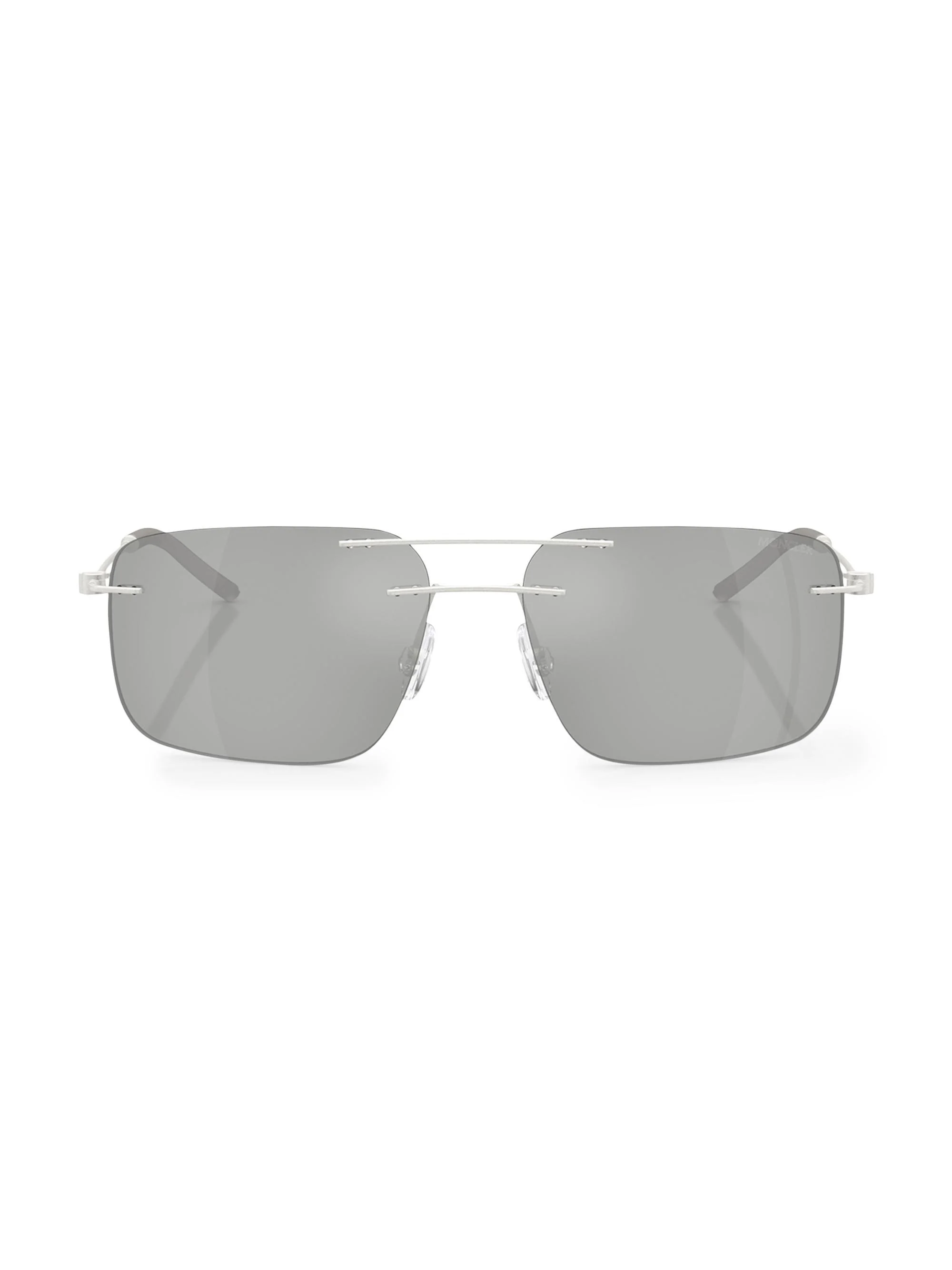 Men's Orbit 56MM Rectangular Sunglasses - Silver - 1