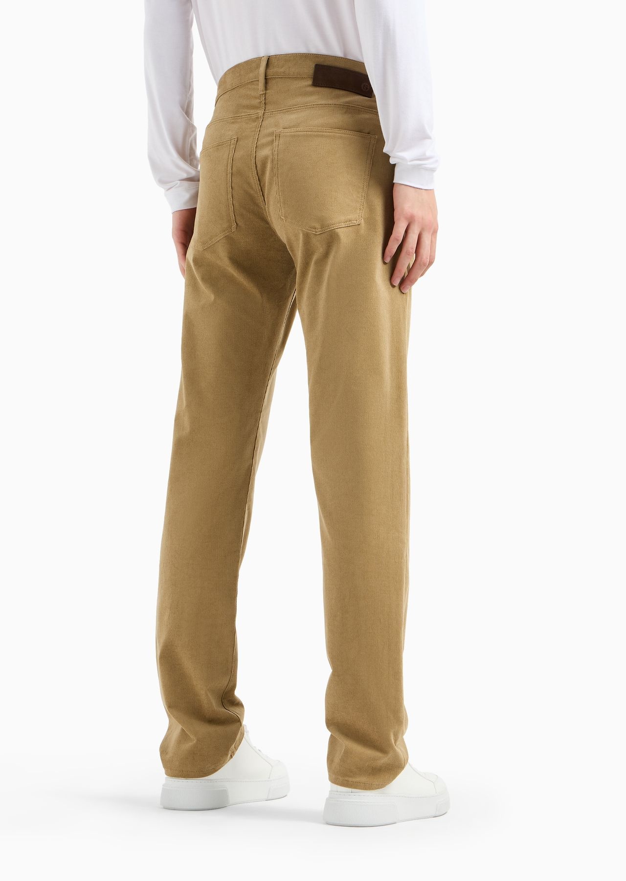 Regular-fit, five-pocket trousers in ribbed cotton and cashmere - 3