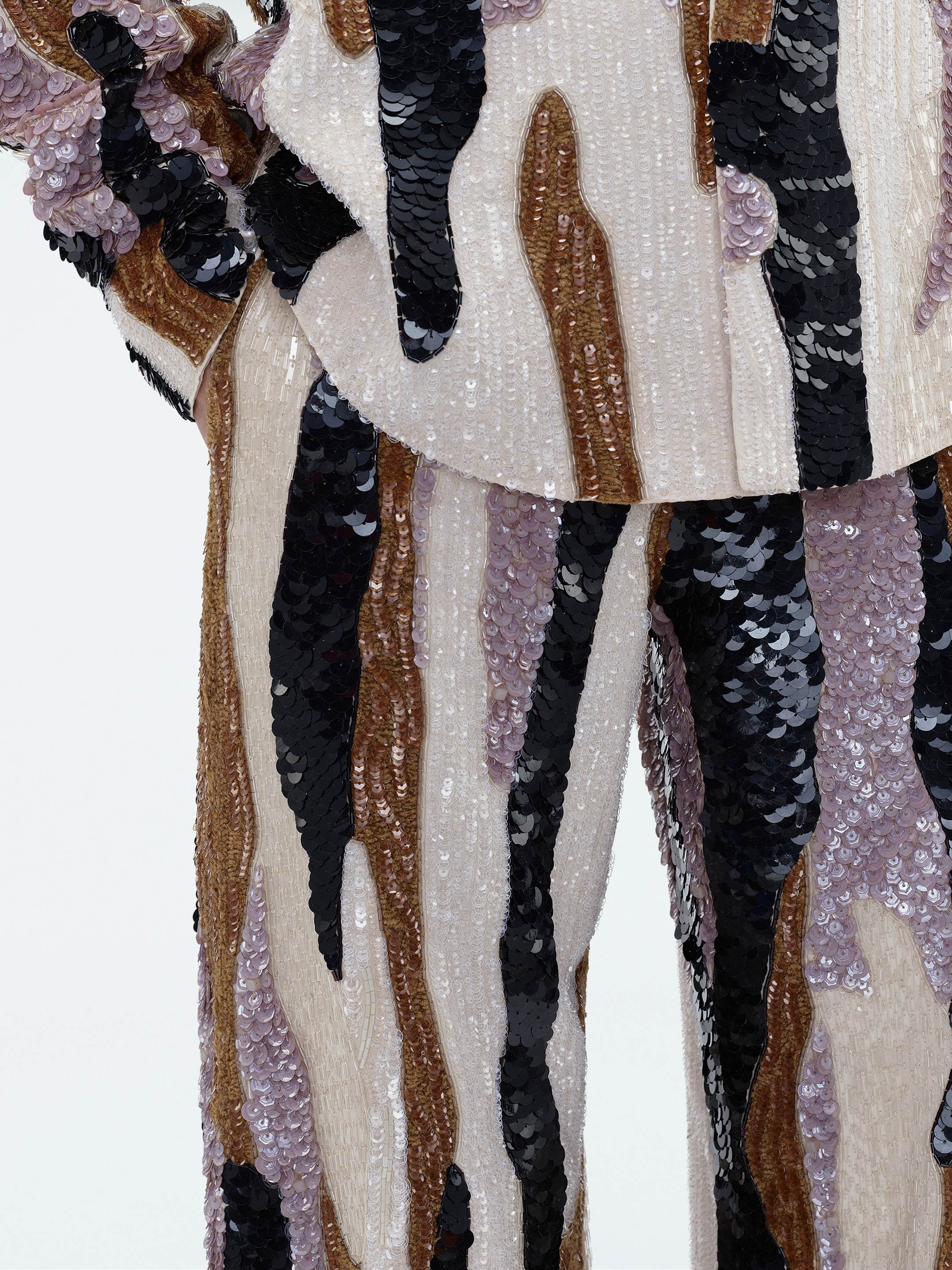 MIXED MEDIA SEQUIN BAGGY PANT - 6