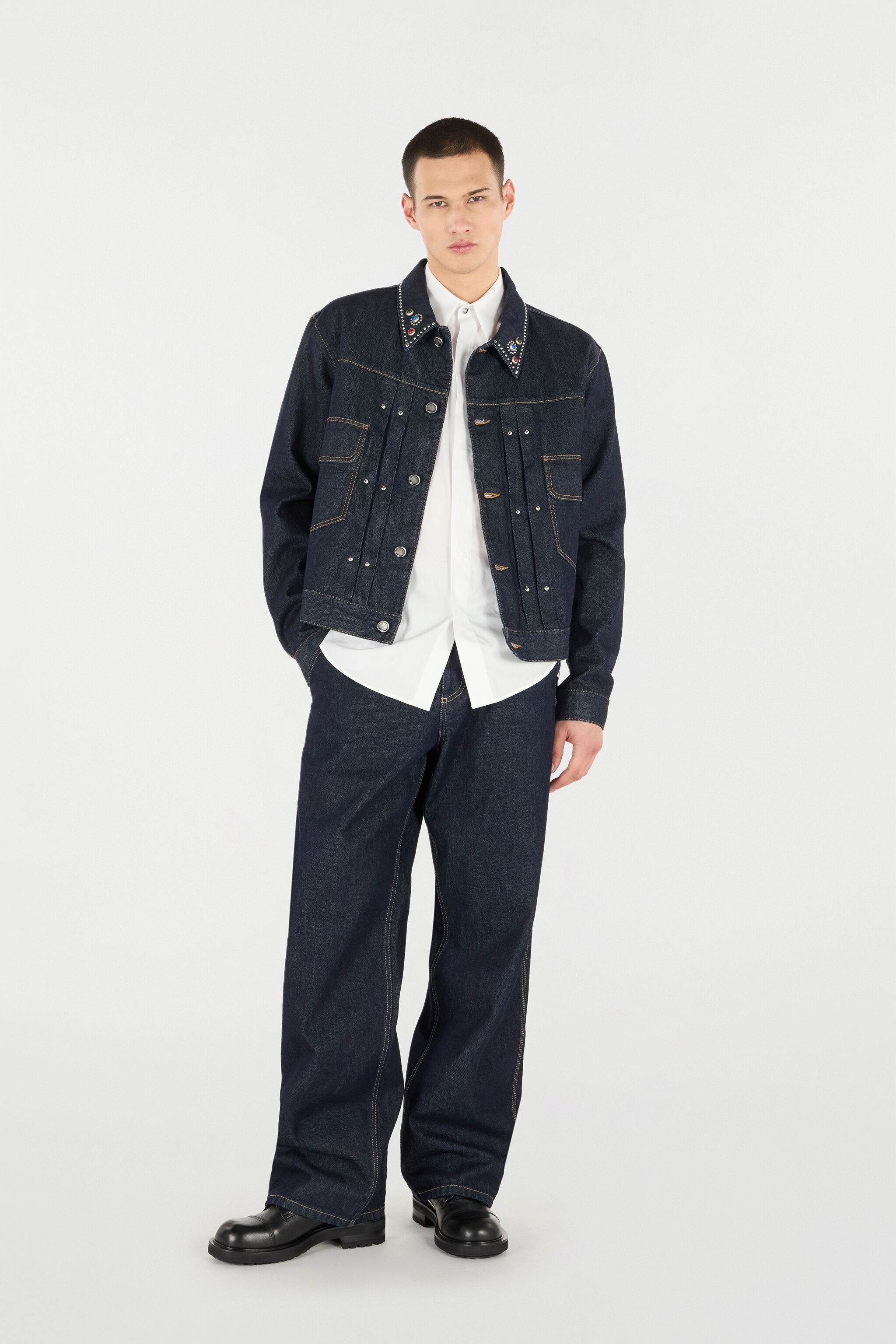 Denim Jacket with Studs and Stones - 2