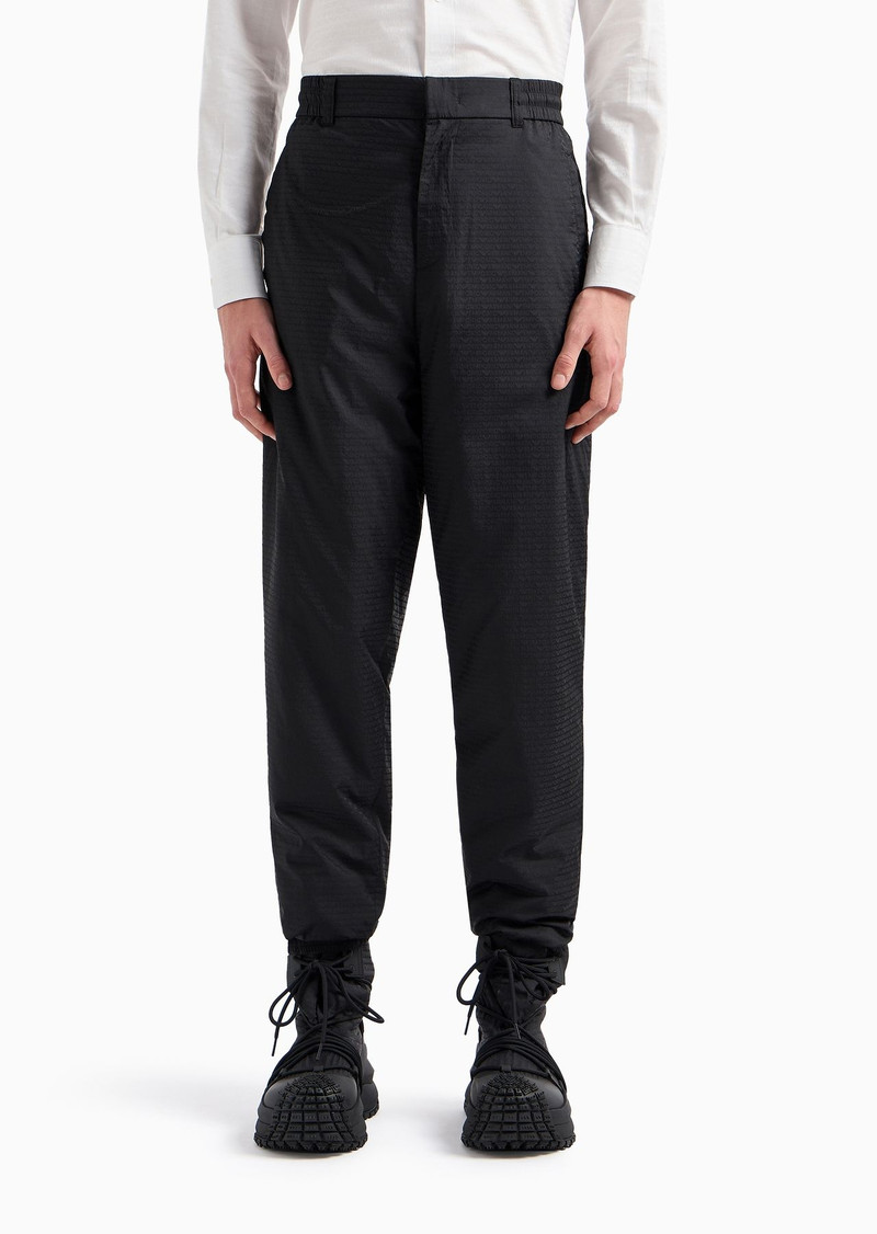 Jacquard nylon trousers with elastic hems and all-over logo lettering 2