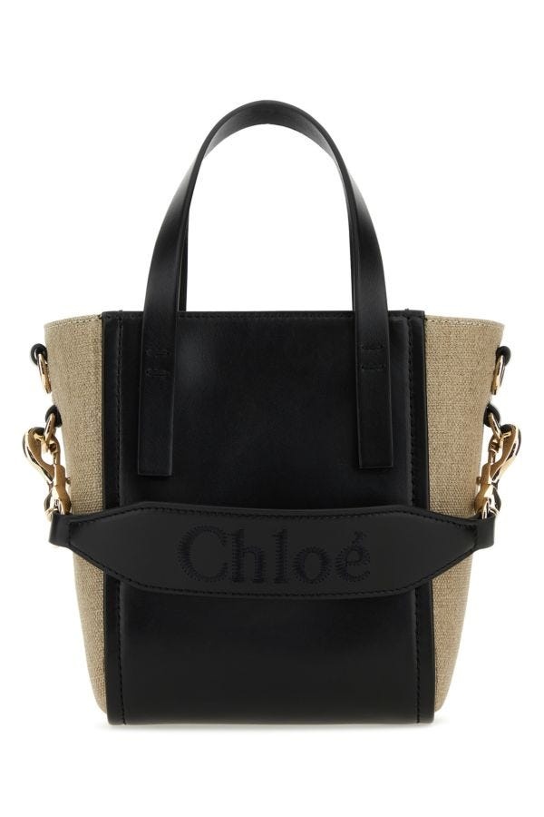 Chloe Woman Two-Tone Canvas And Leather Small Sense Shopping Bag - 1