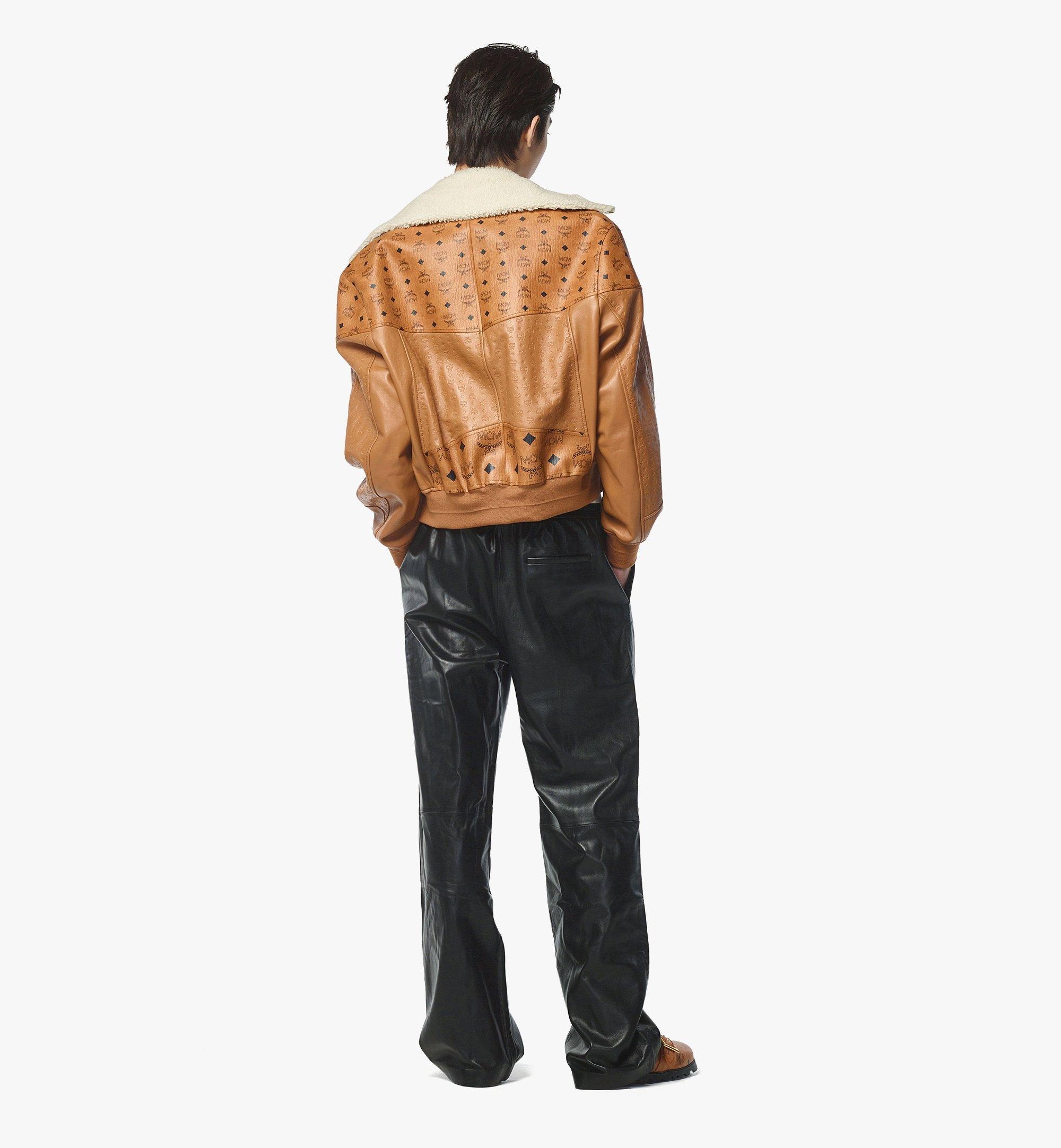 Shearling Bomber Jacket in Visetos Leather Mix - 5