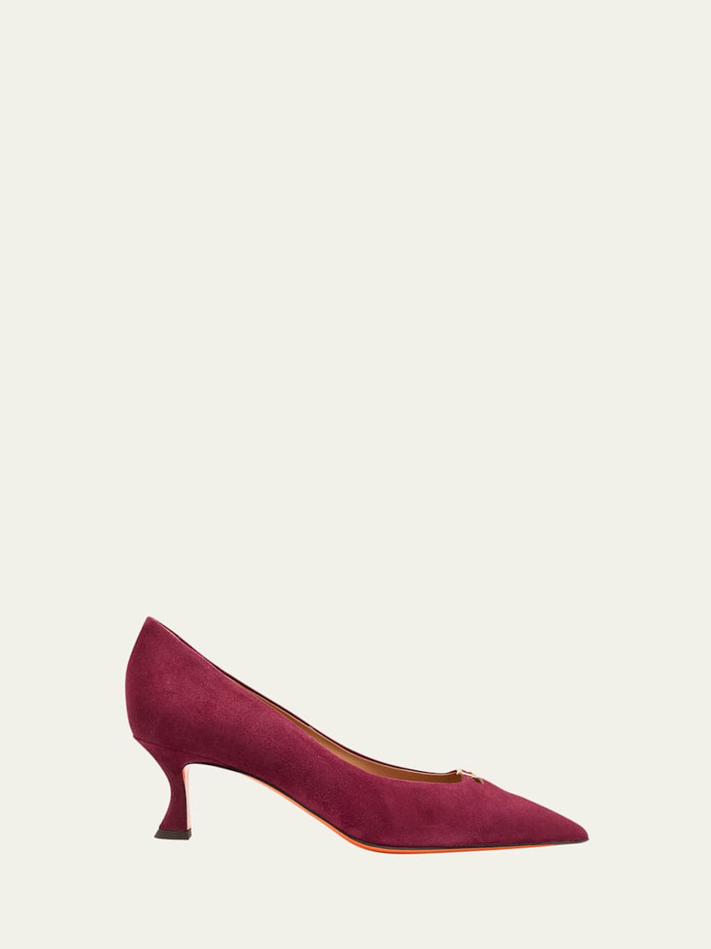 Suede Buckle Mid-Heel Pumps 1