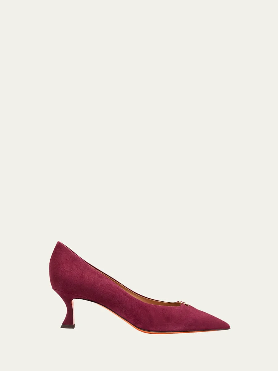 Suede Buckle Mid-Heel Pumps - 1