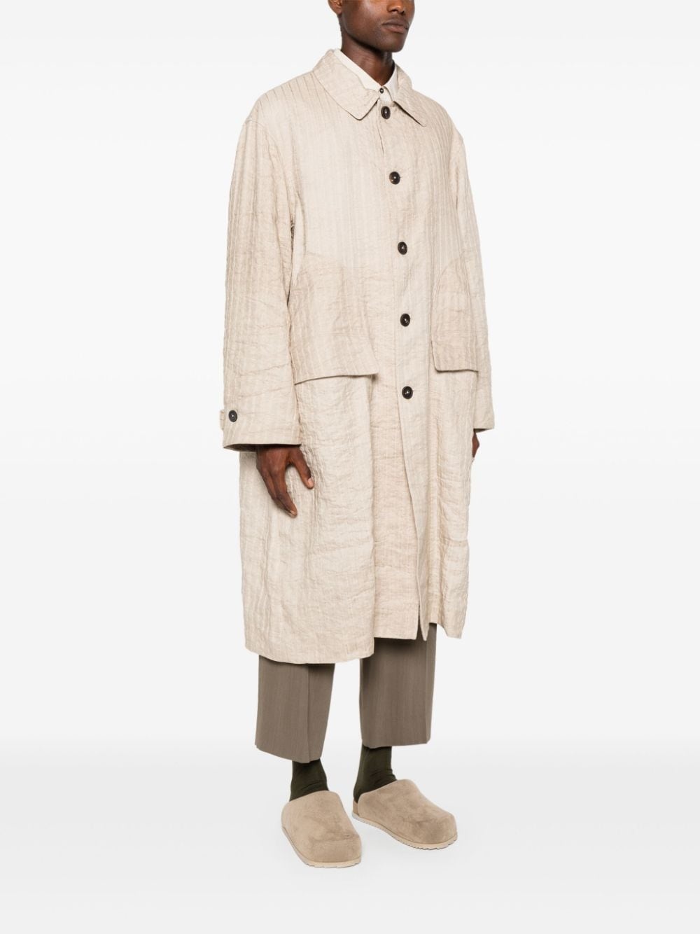 single-breasted long coat - 3