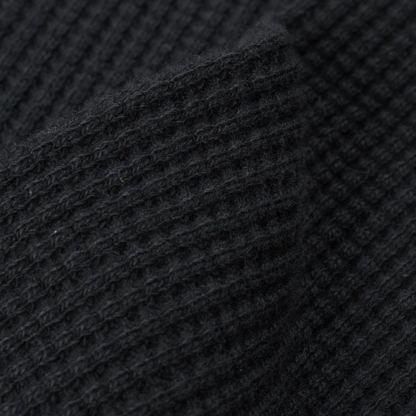 IHTL-1213-BLK Waffle Knit Long Sleeve Thermal Henley Black - 3
