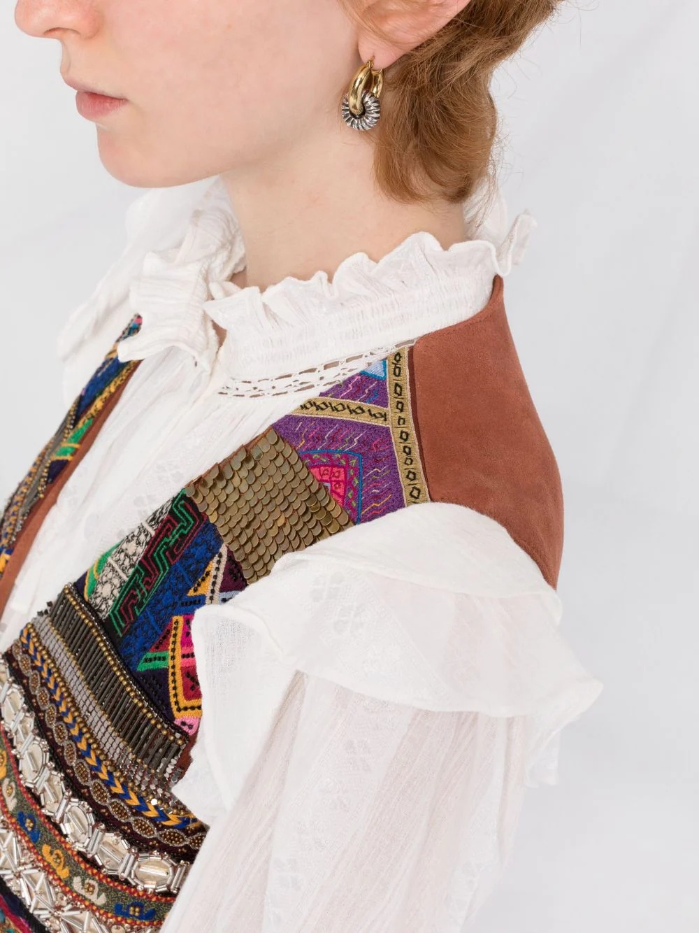 fringed patterned gilet - 5