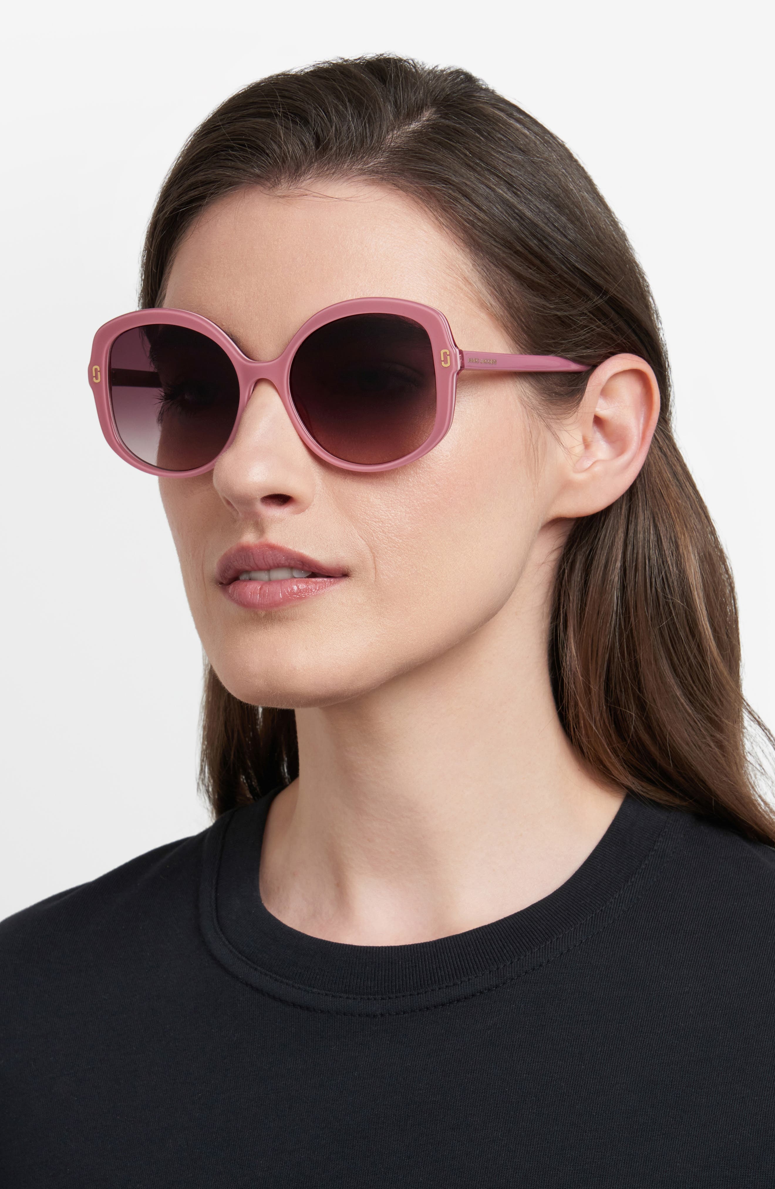 Marc Jacobs 56mm Gradient Round Sunglasses in Pink/Brown at Nordstrom - 5