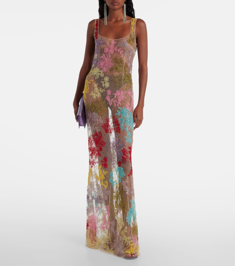 CLIO PEPPIATT Cora embellished sheer tulle gown outlook