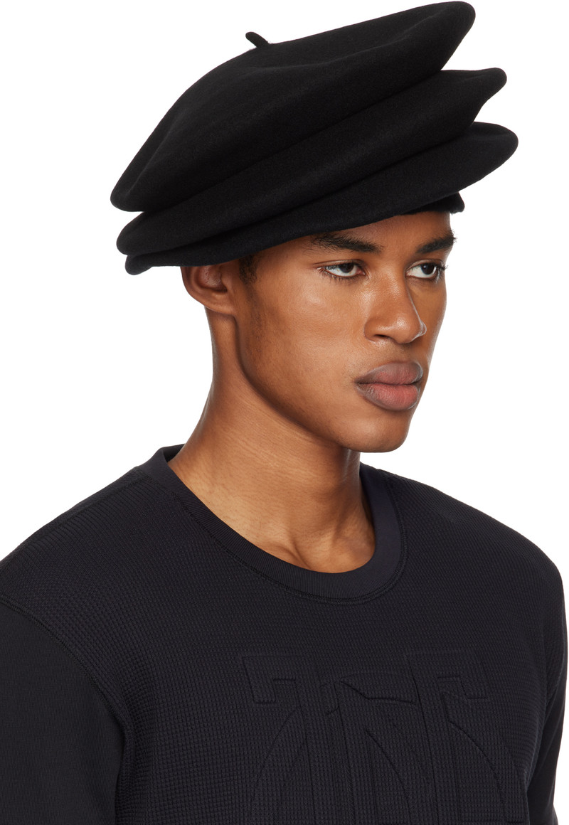 Jean Paul Gaultier Black 'The Concertina' Beret outlook