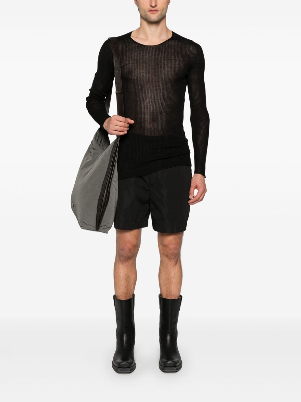 ribbed-knit silk jumper - 2