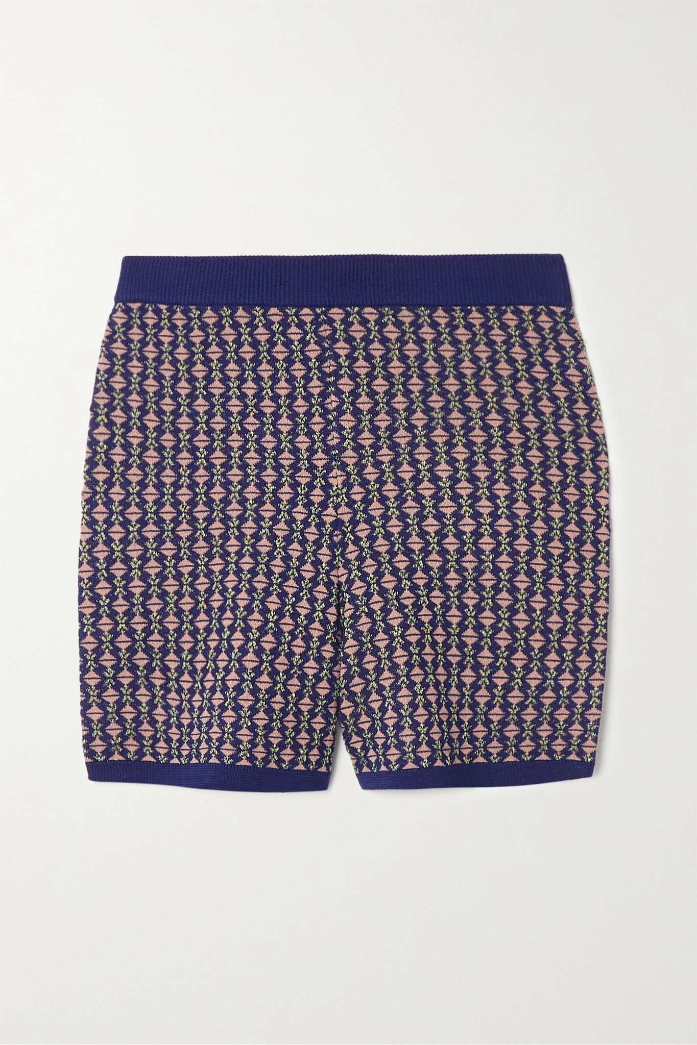 Metallic merino wool-blend jacquard shorts - 1