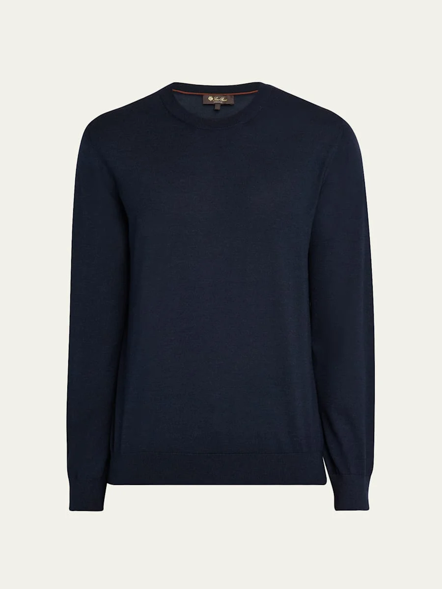 Men's Sottile Wool, Silk and Cashmere Crewneck Sweater - 1