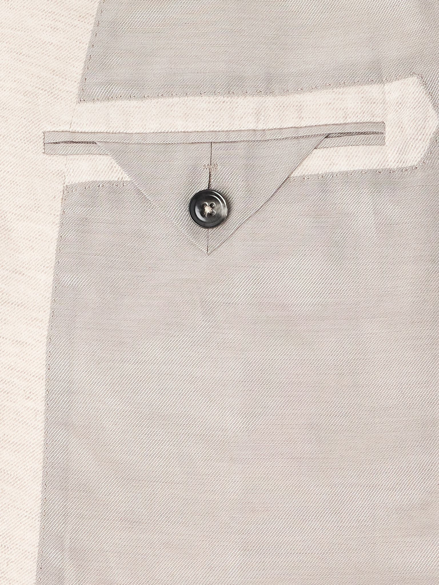 Double-Breasted Linen-Twill Suit Jacket Beige - 5