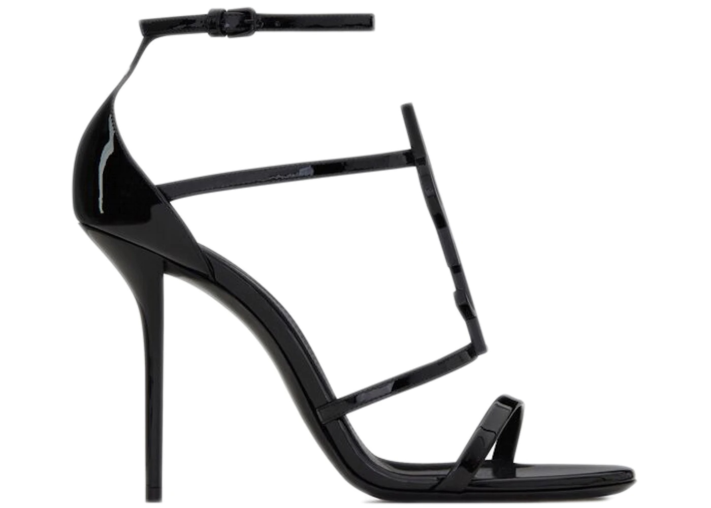 Saint Laurent Cassandra Sandal Heels Black Patent Leather - 1