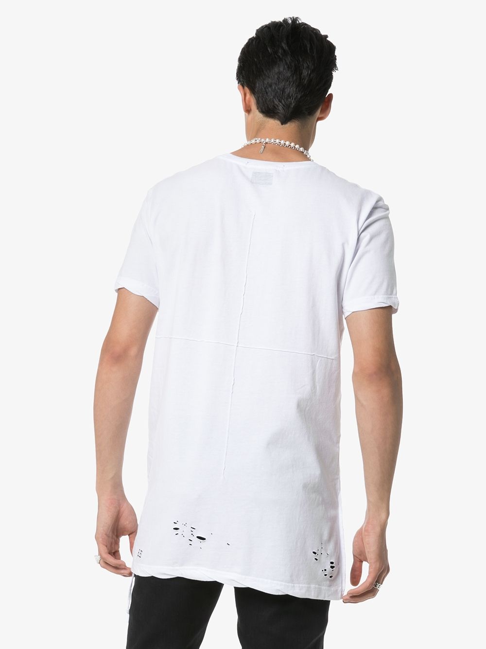 distressed-hem longline T-shirt - 4
