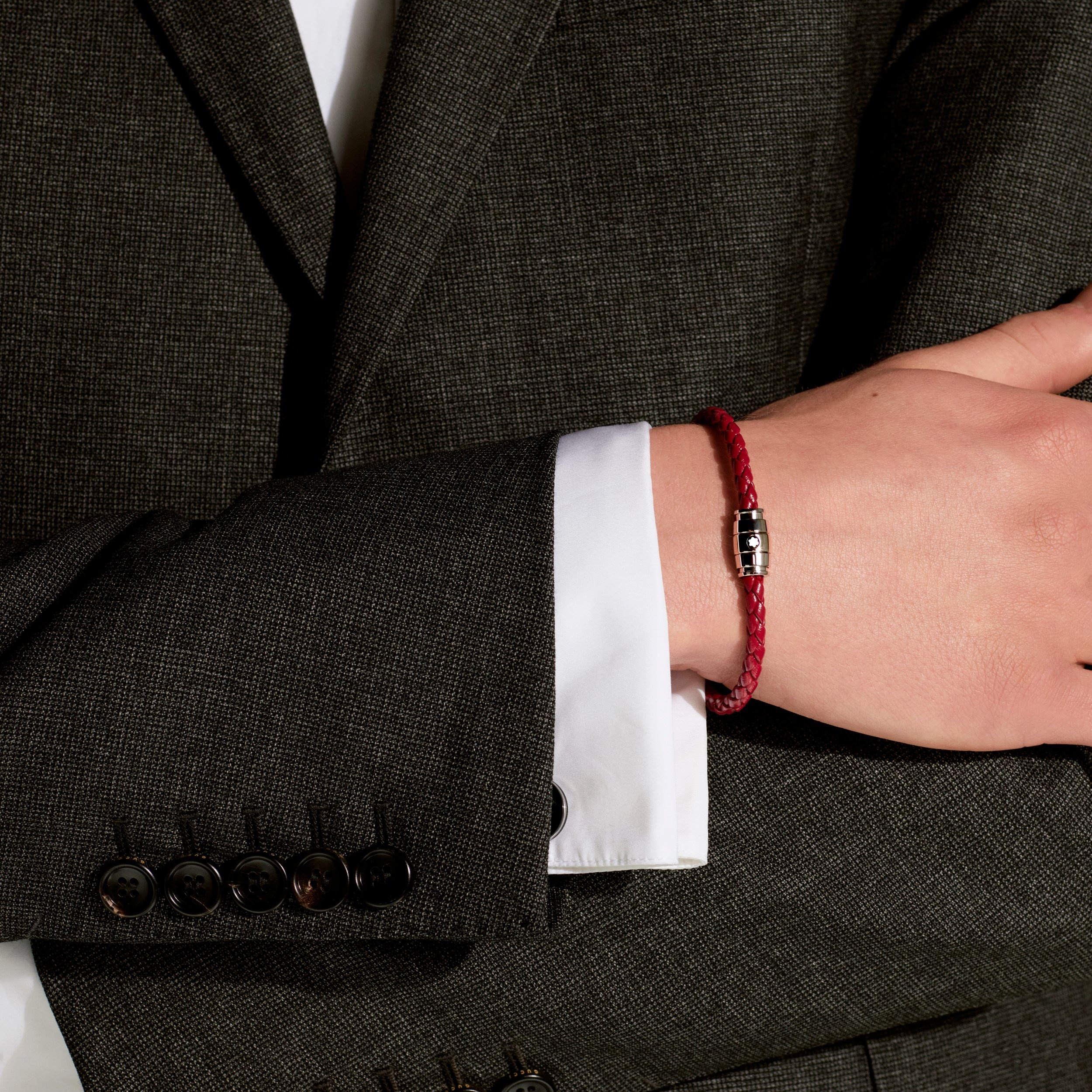 Bracelet Steel 3 rings Meisterstück collection in russet leather - 2