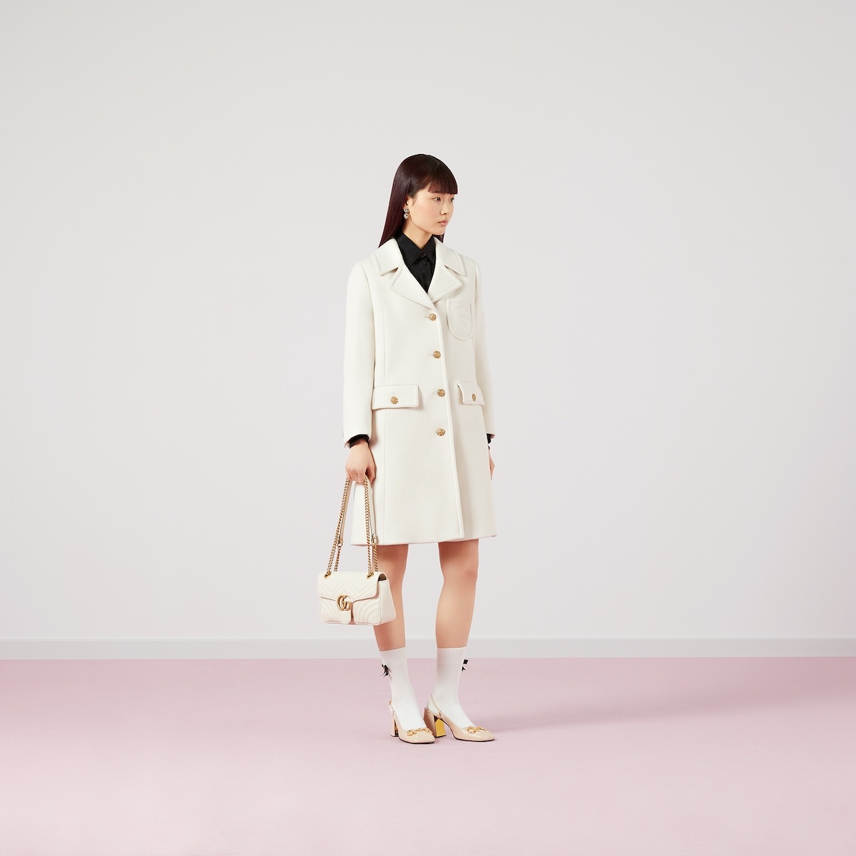 Double G embroidery wool coat - 2