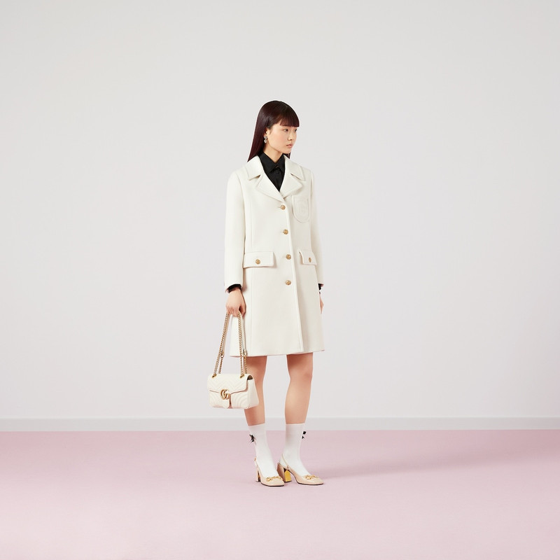 GUCCI Double G embroidery wool coat outlook