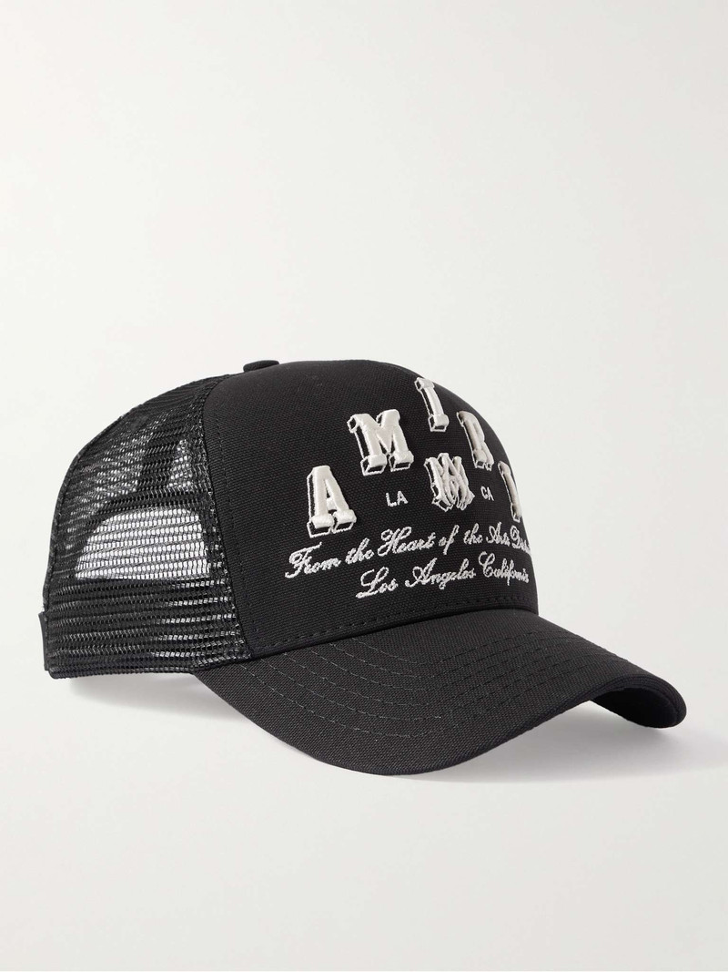 Logo-Embroidered Cotton-Canvas and Mesh Trucker Hat 1