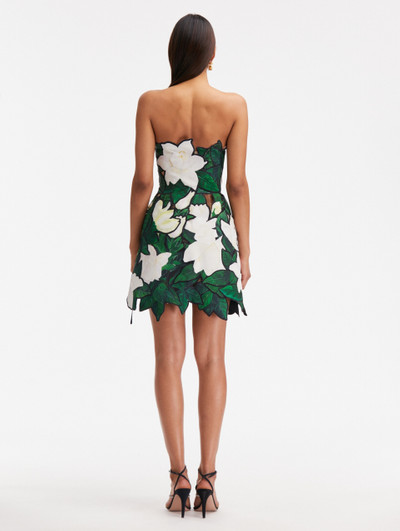 Oscar de la Renta CUTOUT GARDENIA FAILLE EMBROIDERED DRESS outlook