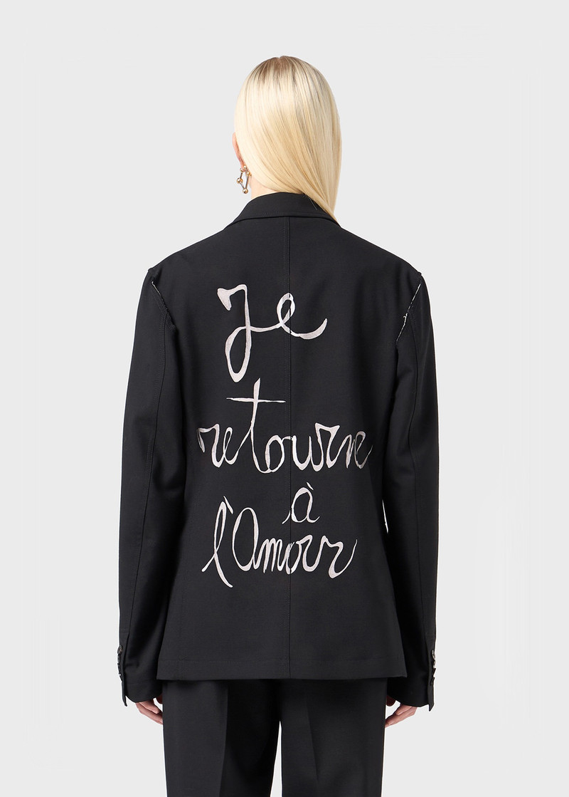 Blumarine SINGLE-BREASTED JACKET WITH LETTERING PRINT outlook