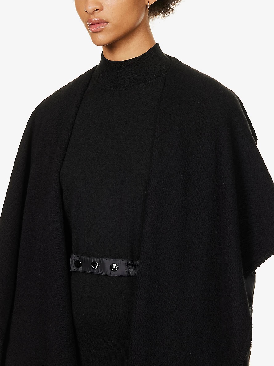 Brand-appliqué shawl-collar regular-fit shell cape - 5