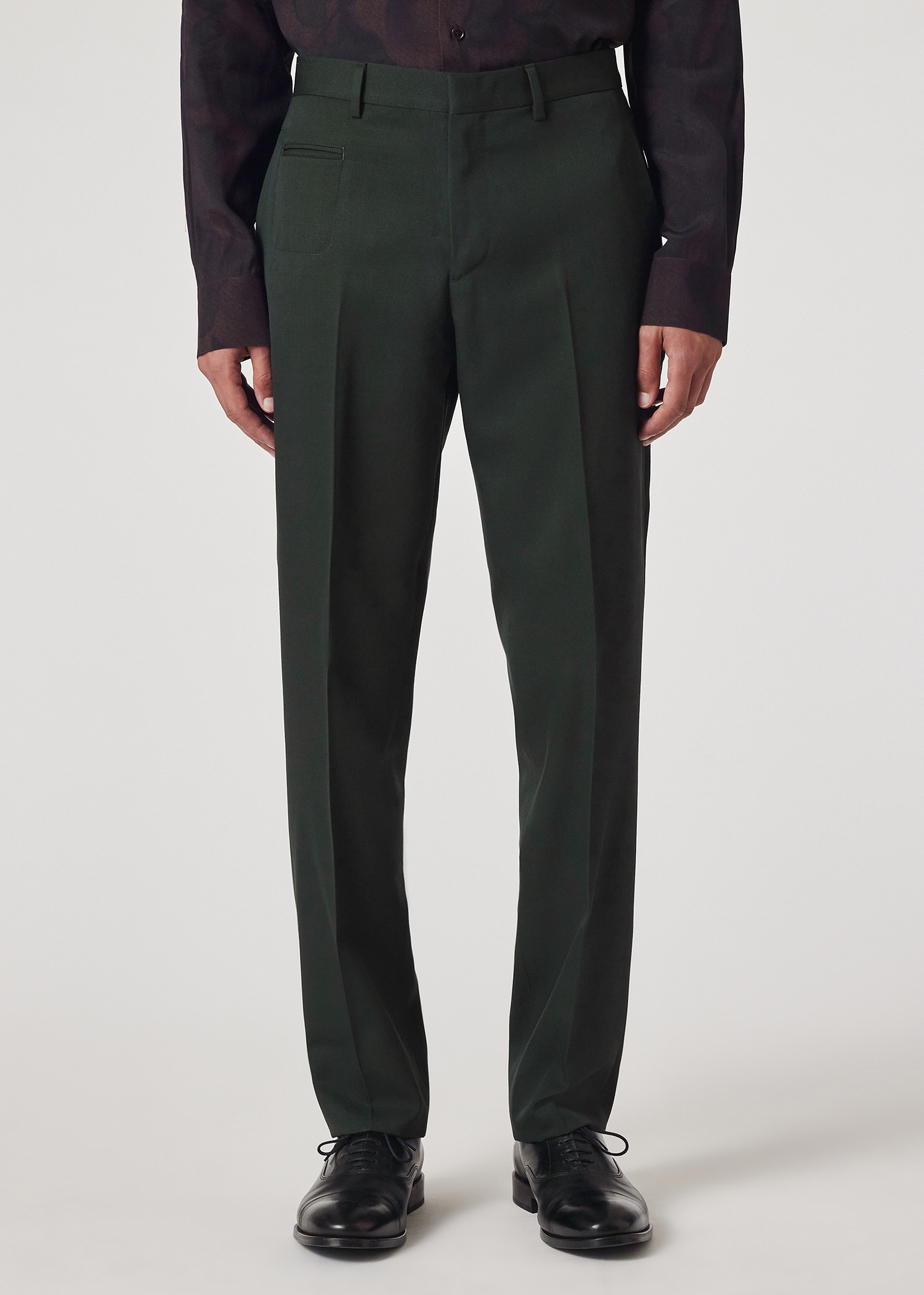 Slim Straight-Fit Forest Green Wool Gabardine Trousers - 3