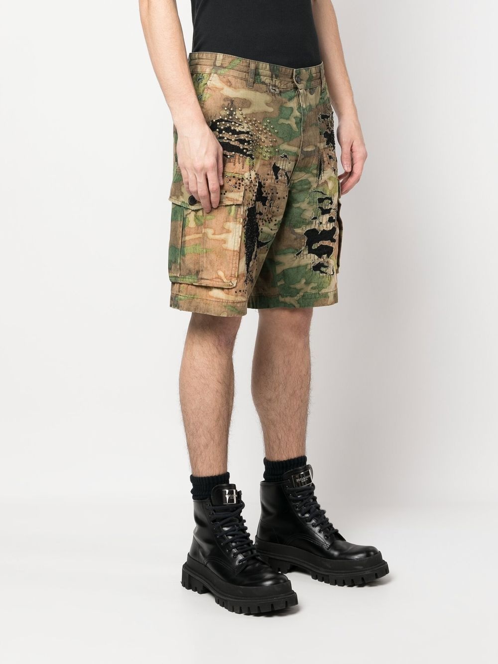 logo-print distressed shorts - 3